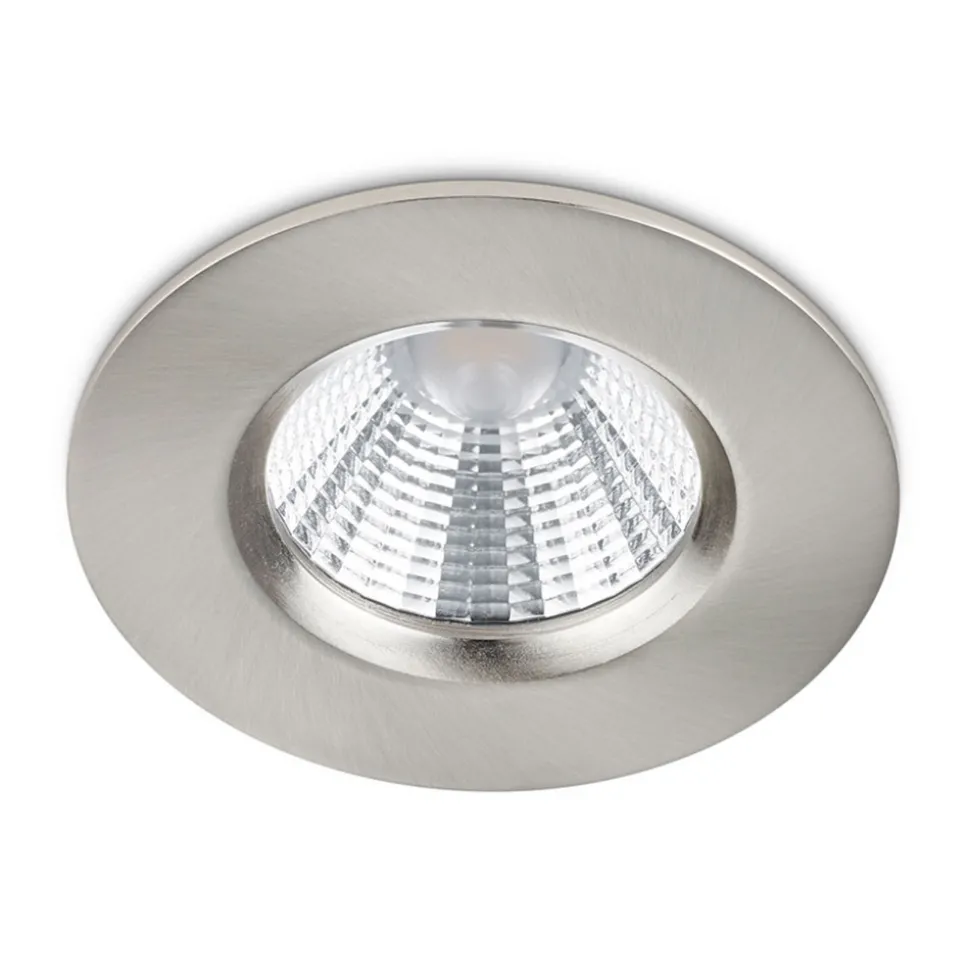 Nikkelfarget LED-downlight Zagros, IP65
