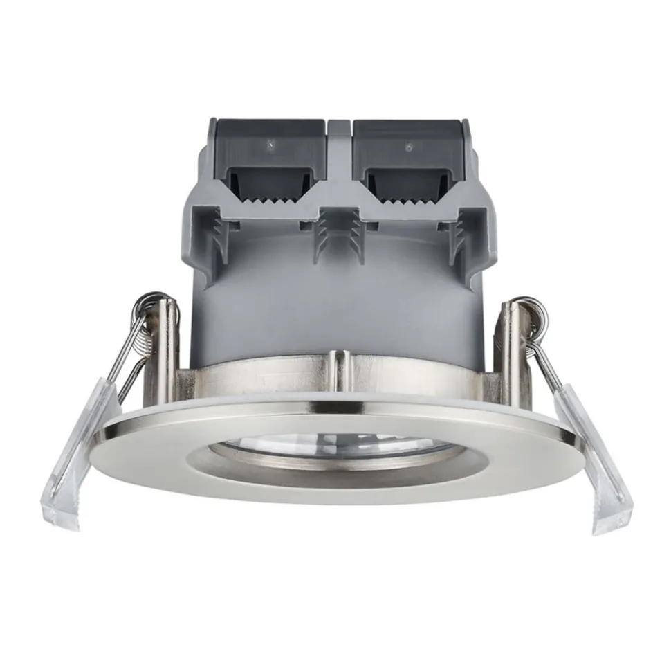 Nikkelfarget LED-downlight Zagros, IP65