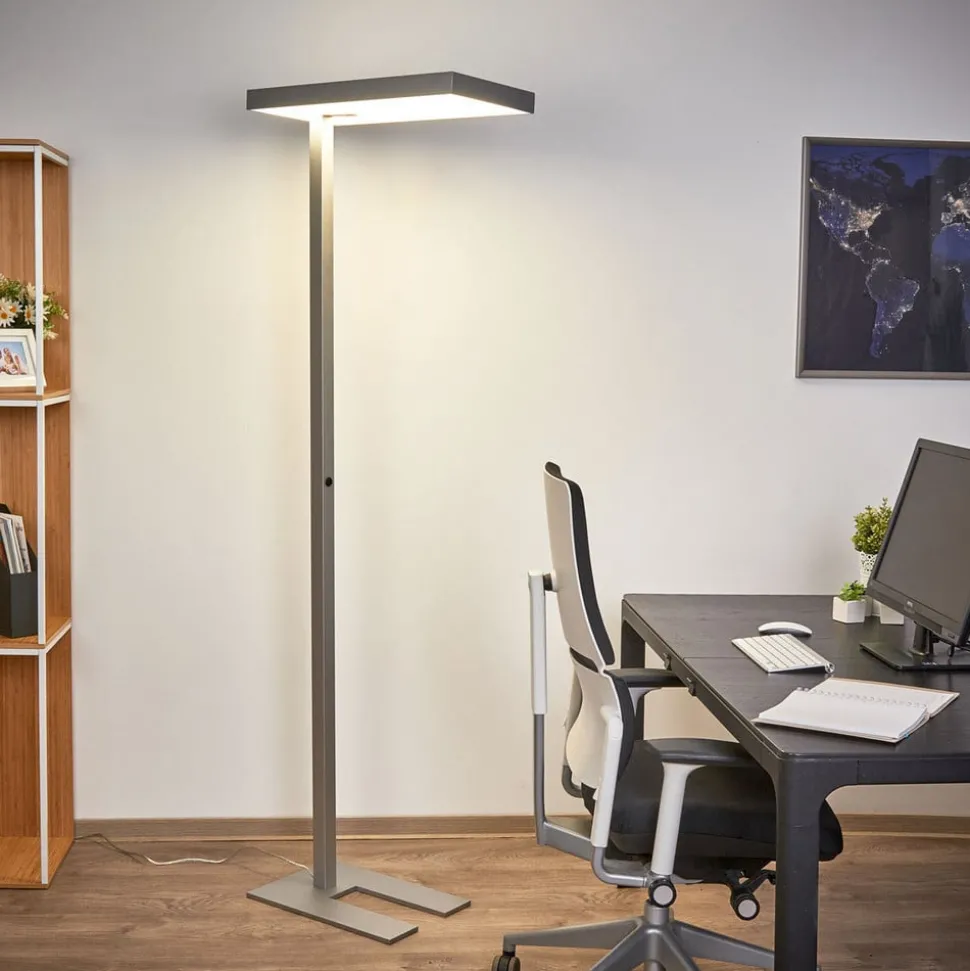Nora LED kontorgulvlampe, bevegelsessensor, 50 W
