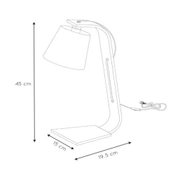 Nordisk hvit bordlampe i tre med stoffskjerm