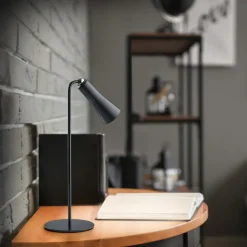 Oppladbar LED-bordlampe Maxi, svart, metall, dimbar, 36 cm