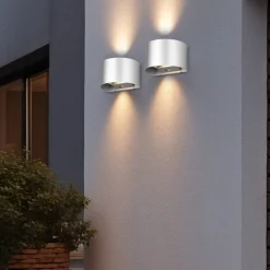 Oppladbar LED-vegglampe Talent, titanfarget, bredde 16 cm