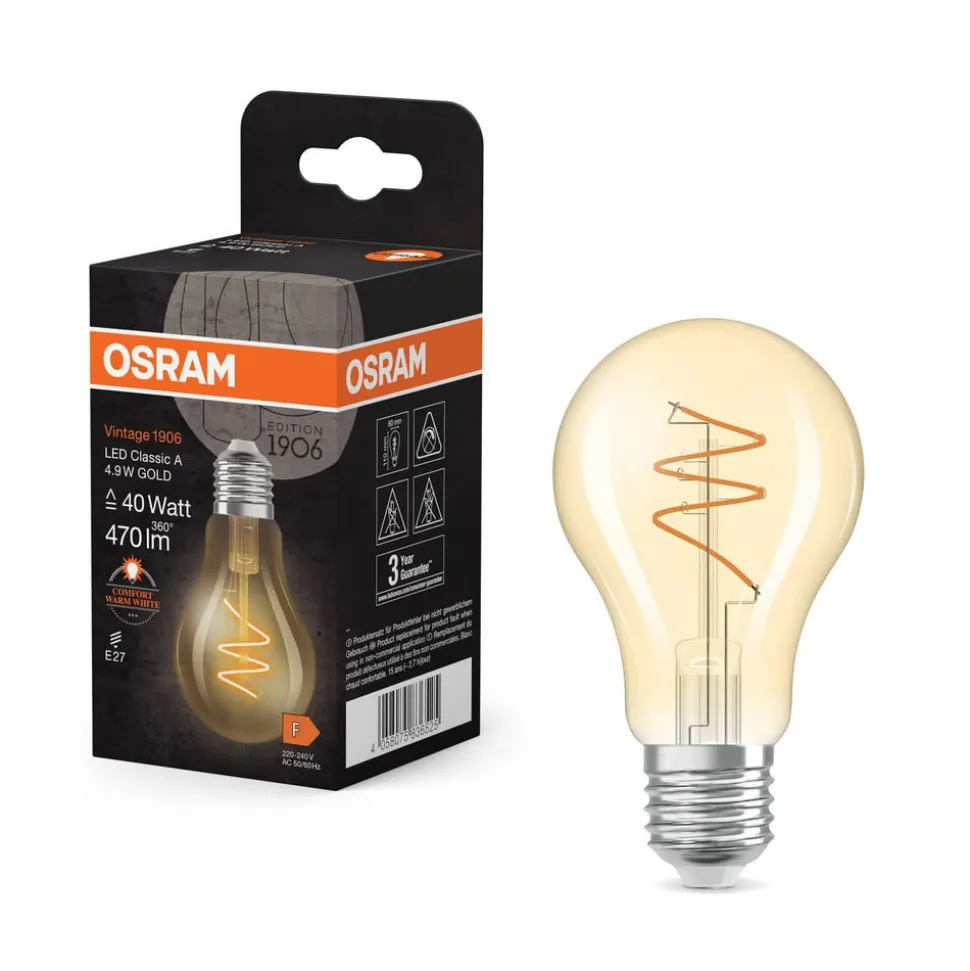 OSRAM LED Vintage E27 4,9W 2 700K Spiral Filament gull