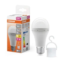 OSRAM tradisjonell LED-pære E27 8W matt 2700K oppladbart batteri nødlys