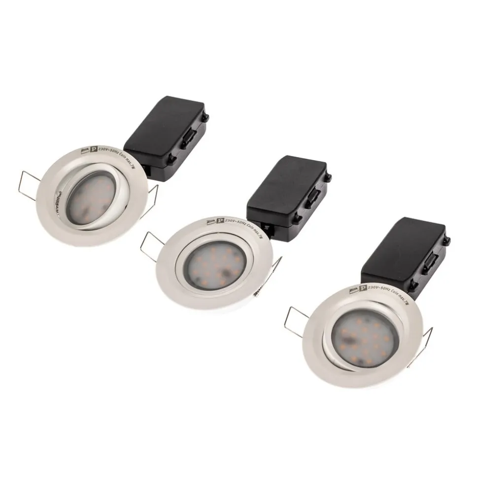 3-pakk LED innfelt lampe Coin Slim, hvit, IP23