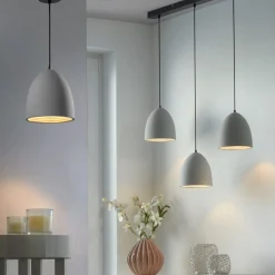 Paul Neuhaus Eton hengelampe, grå, betong, Ø 21 cm, G9