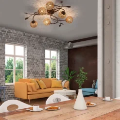 Paul Neuhaus Greta taklampe, 65 cm, 6 lyskilder, metall, G9