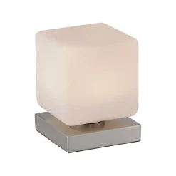 Paul Neuhaus LED-bordlampe Dadoa, stål, glass, dimbar