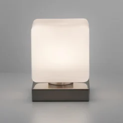 Paul Neuhaus LED-bordlampe Dadoa, stål, glass, dimbar