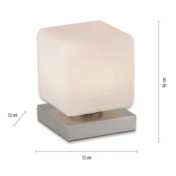 Paul Neuhaus LED-bordlampe Dadoa, stål, glass, dimbar