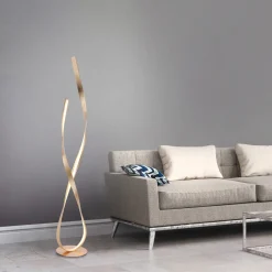 Paul Neuhaus LED-gulvlampe Linda, gull, metall, dimbar