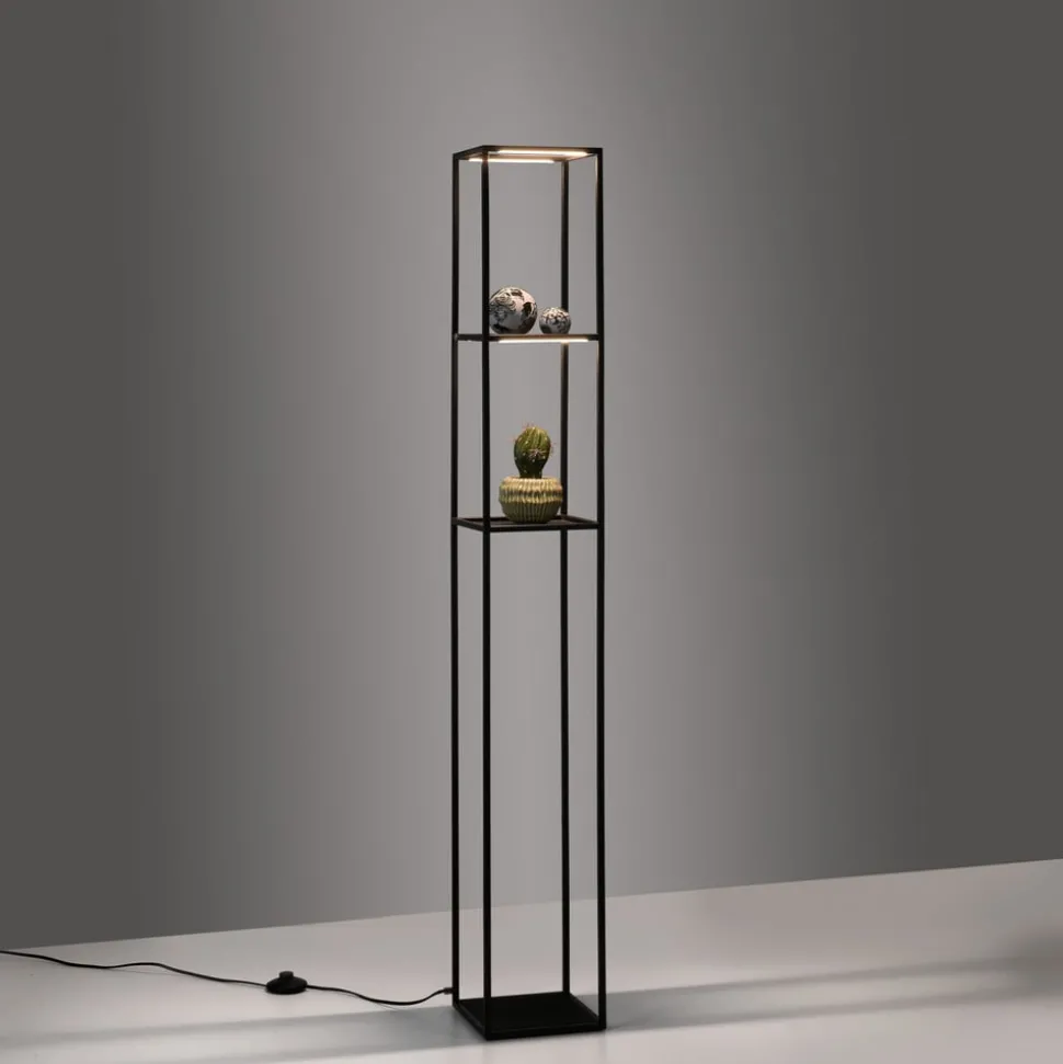 Paul Neuhaus LED-gulvlampe Contura, svart, metall, 140 cm