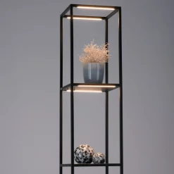 Paul Neuhaus LED-gulvlampe Contura, svart, metall, 140 cm