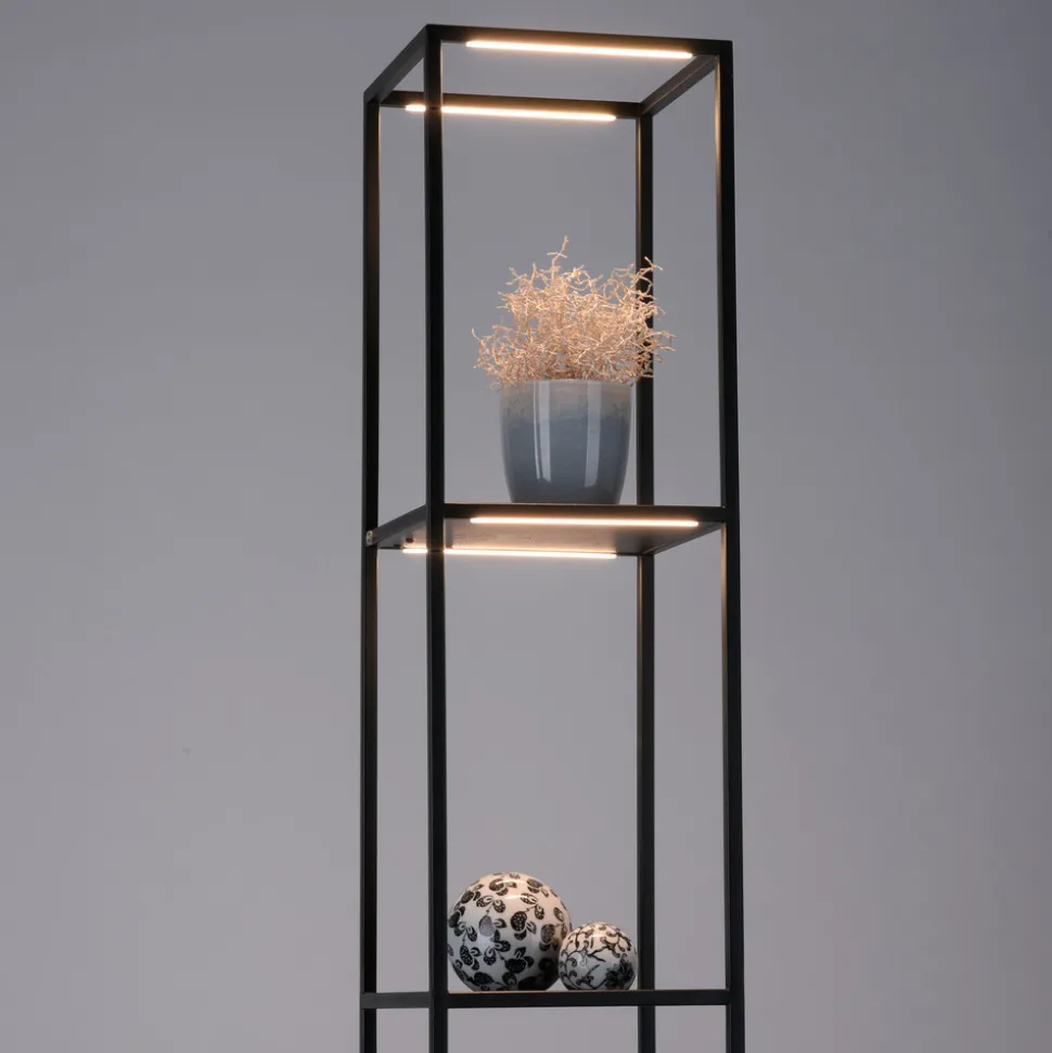 Paul Neuhaus LED-gulvlampe Contura, svart, metall, 140 cm