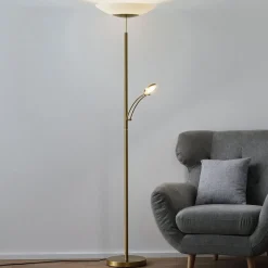 Paul Neuhaus LED-gulvlampe Alfred, messingfarget, dimbar