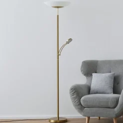 Paul Neuhaus LED-gulvlampe Alfred, messingfarget, dimbar