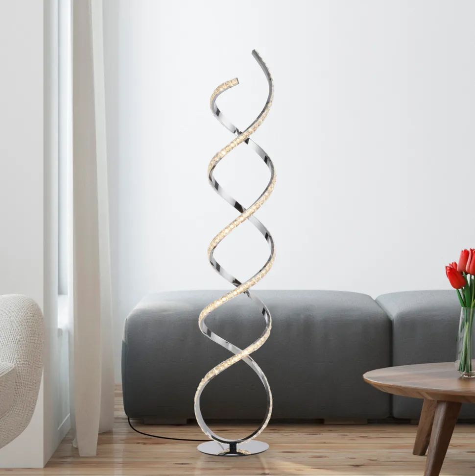 Paul Neuhaus LED-gulvlampe Kiribi, metall, 140 cm, dimbar