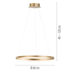 Paul Neuhaus LED-hengelampe Titus, Ø 60 cm, messing, dimbar