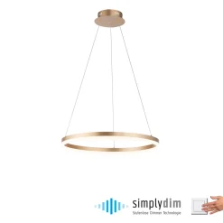 Paul Neuhaus LED-hengelampe Titus, Ø 60 cm, messing, dimbar