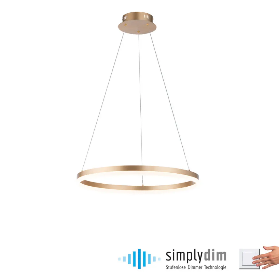 Paul Neuhaus LED-hengelampe Titus, Ø 60 cm, messing, dimbar