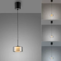 Paul Neuhaus LED-hengelampe Rika, Ø 15 cm, glass, dimbar