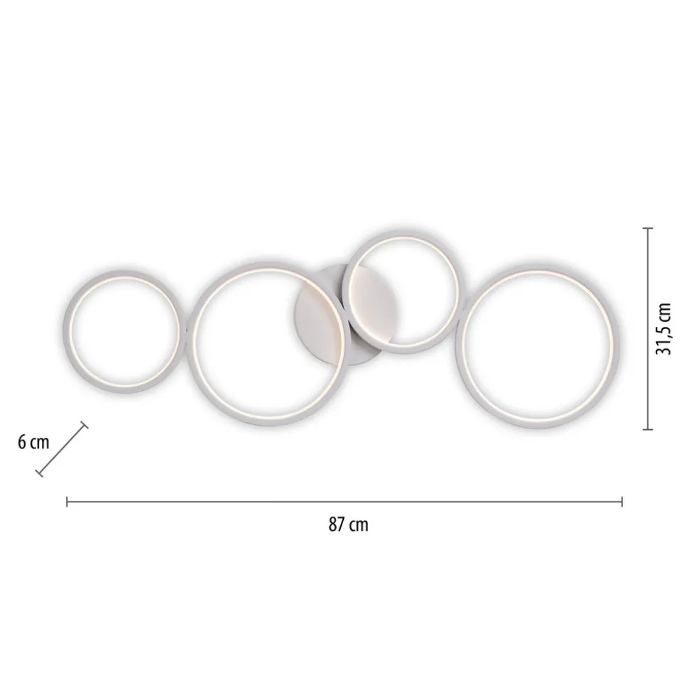 Paul Neuhaus LED-taklampe Kiringe, hvit, metall, dimbar