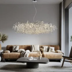 Paul Neuhaus lysekrone Ricicle, krom, lengde 150 cm