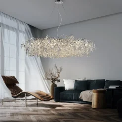 Paul Neuhaus lysekrone Ricicle, krom, lengde 150 cm