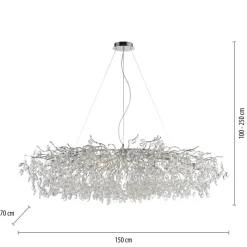 Paul Neuhaus lysekrone Ricicle, krom, lengde 150 cm