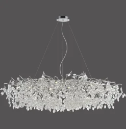 Paul Neuhaus lysekrone Ricicle, krom, lengde 150 cm