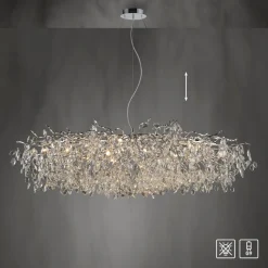 Paul Neuhaus lysekrone Ricicle, krom, lengde 150 cm