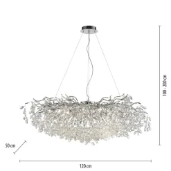 Paul Neuhaus Ricicle lysekrone, krom, lengde 120 cm