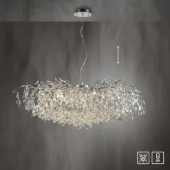 Paul Neuhaus Ricicle lysekrone, krom, lengde 120 cm