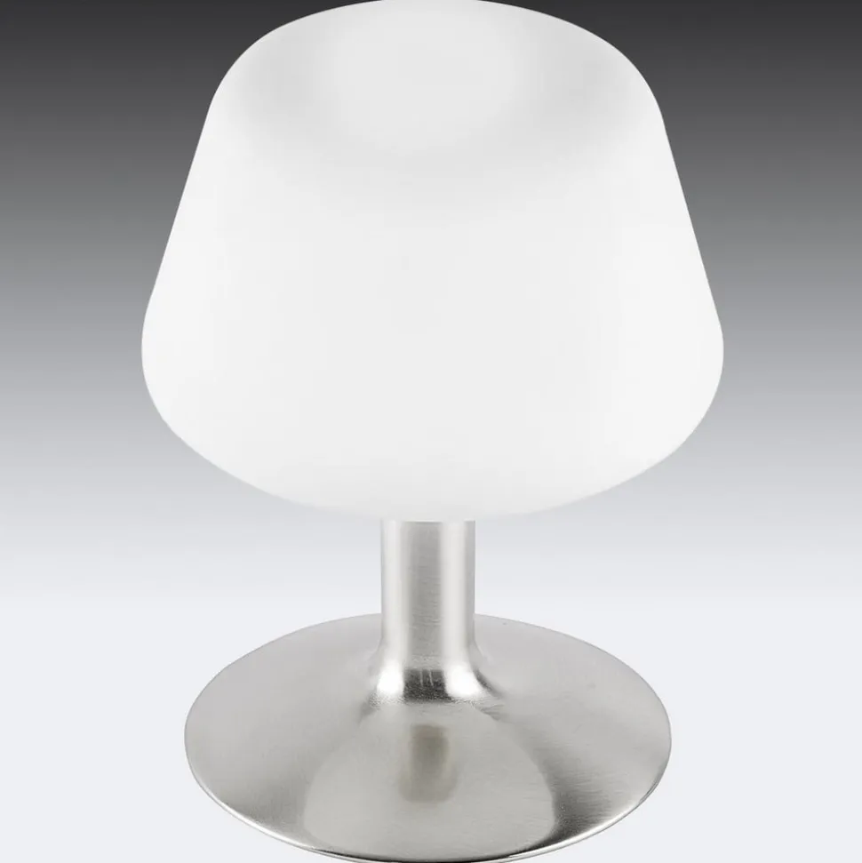 Paul Neuhaus Till bordlampe, stålfarget, glass, dimbar