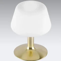Paul Neuhaus Till bordlampe, messingfarget, glass, dimbar