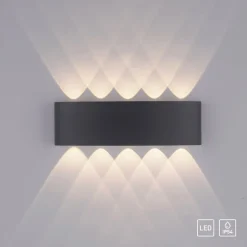 Paul Neuhaus utendørs LED-vegglampe Carlo, 27 cm, 10 lyskilder, IP54