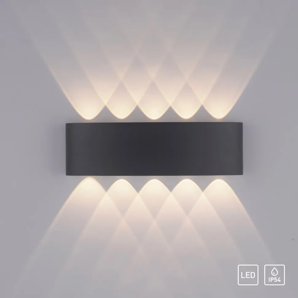 Paul Neuhaus utendørs LED-vegglampe Carlo, 27 cm, 10 lyskilder, IP54