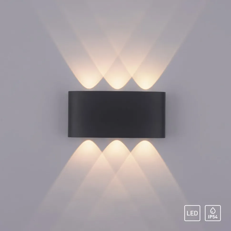 Paul Neuhaus utendørs LED-vegglampe Carlo, 17 cm, 6 lyskilder, IP54