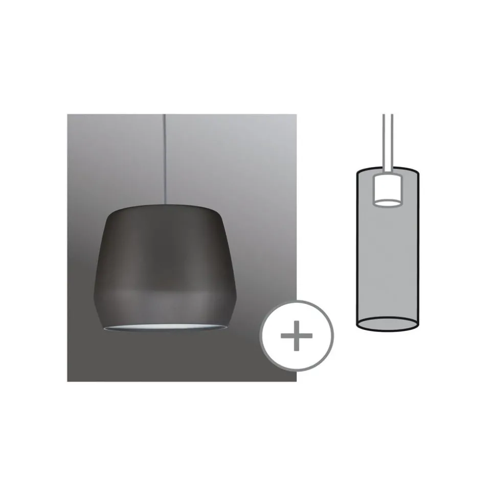 Paulmann lampeskjerm Pirm, grå, Ø 28 cm, metall