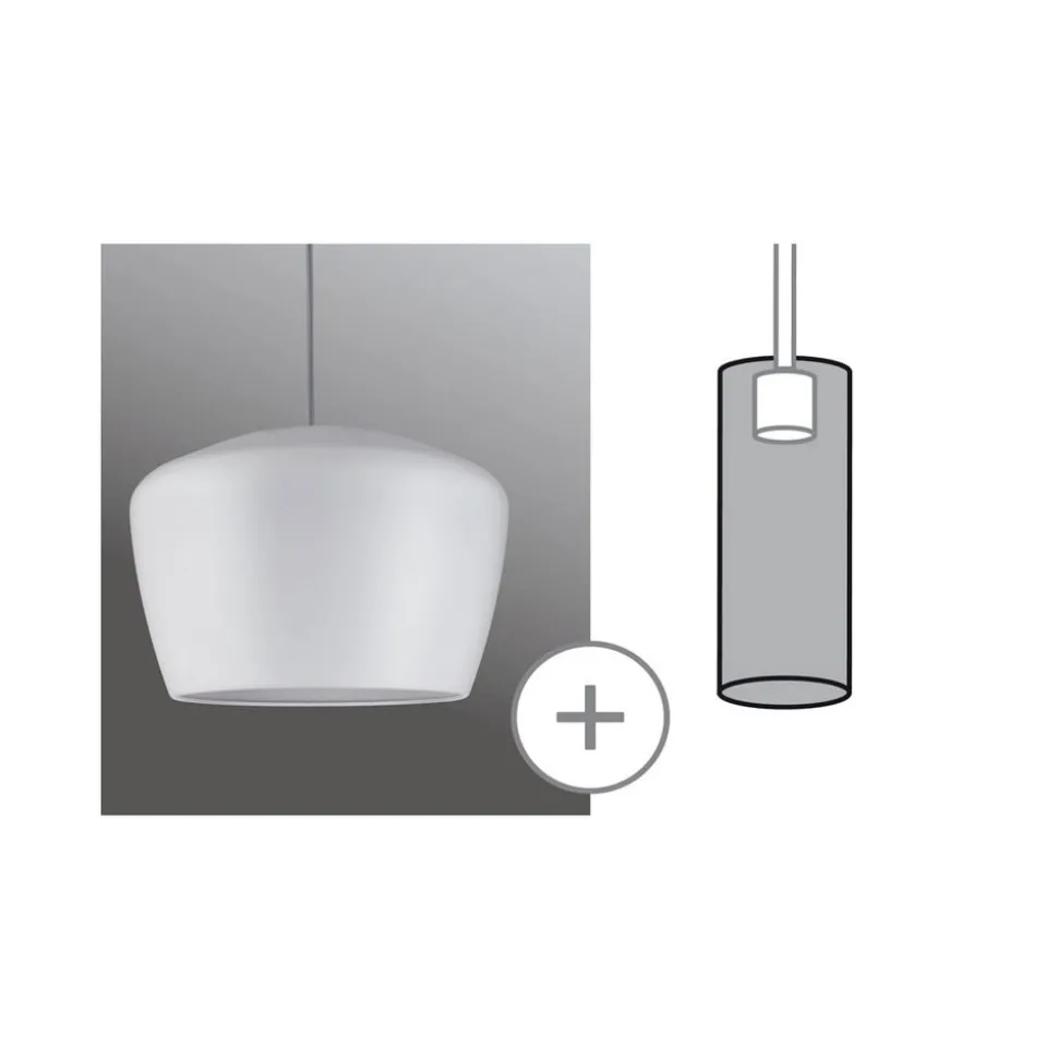 Paulmann lampeskjerm Pom, hvit, Ø 35 cm, metall