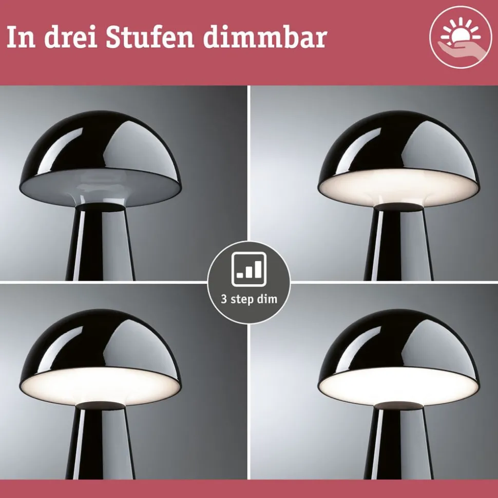 Paulmann LED-bordlampe Onzo, svart, plast, IP44