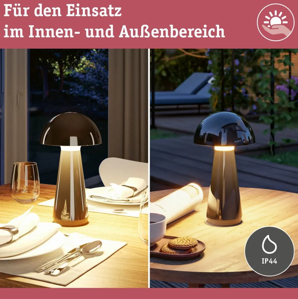 Paulmann LED-bordlampe Onzo, svart, plast, IP44