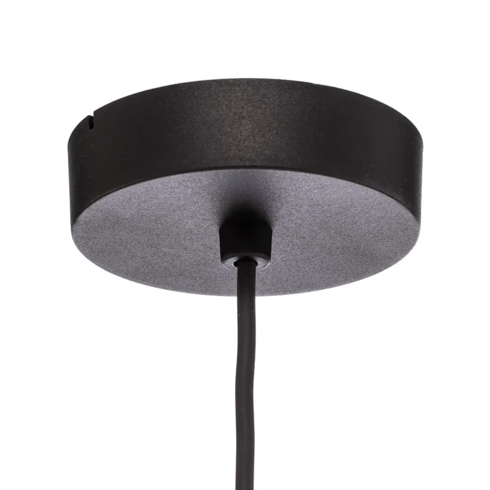 Pendellampe Trio, juteskjerm, petrol/naturbrun/oransje Ø 50cm