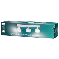 Philips Bracia LED-downlight 3 lyskilder, hvit