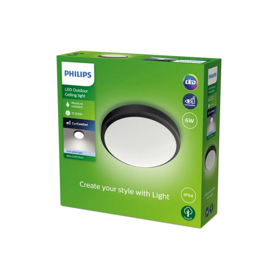 Philips Doris LED-utelampe IP54 4 000 K svart