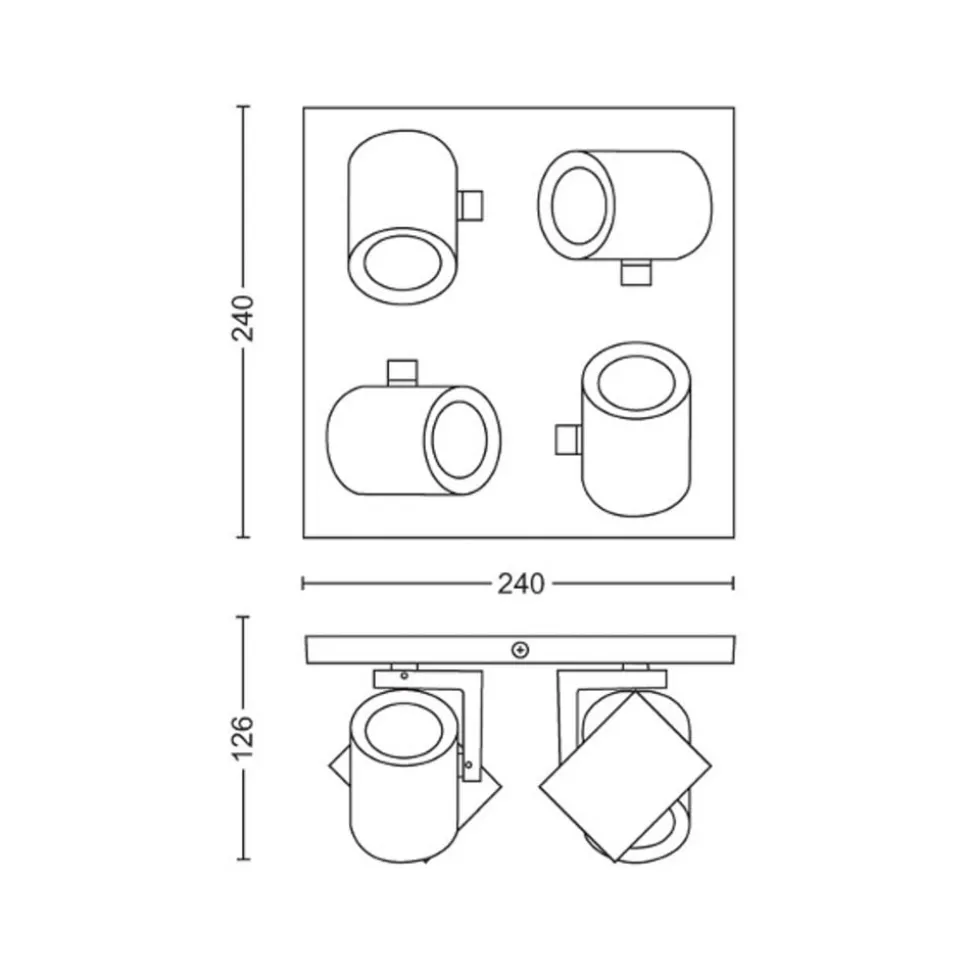 Philips Hue LED-downlight Argenta, hvit, 4 lyskilder RGB CCT