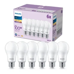 Philips LED-pære E27, 13W 1521lm 2 700 K matt 6stk