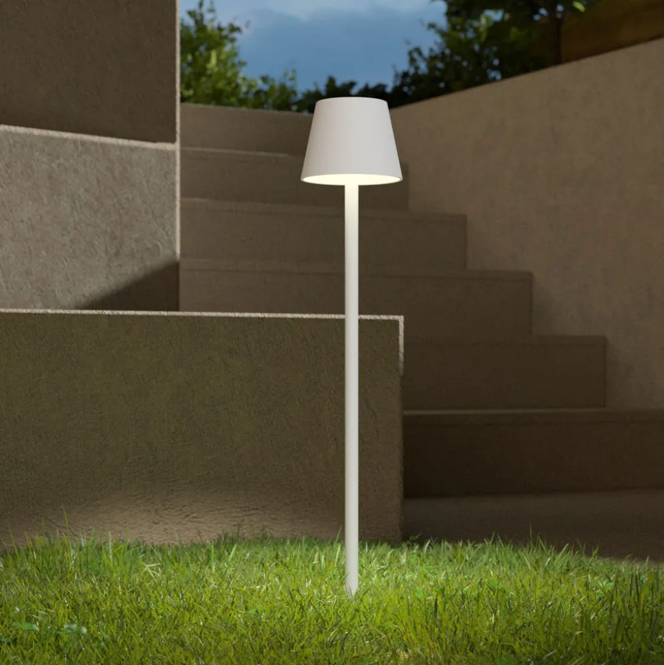 Poldina LED-lampe med jordspyd og batteri, hvit