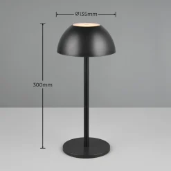 Ricardo LED oppladbar bordlampe, svart, høyde 30 cm, plast