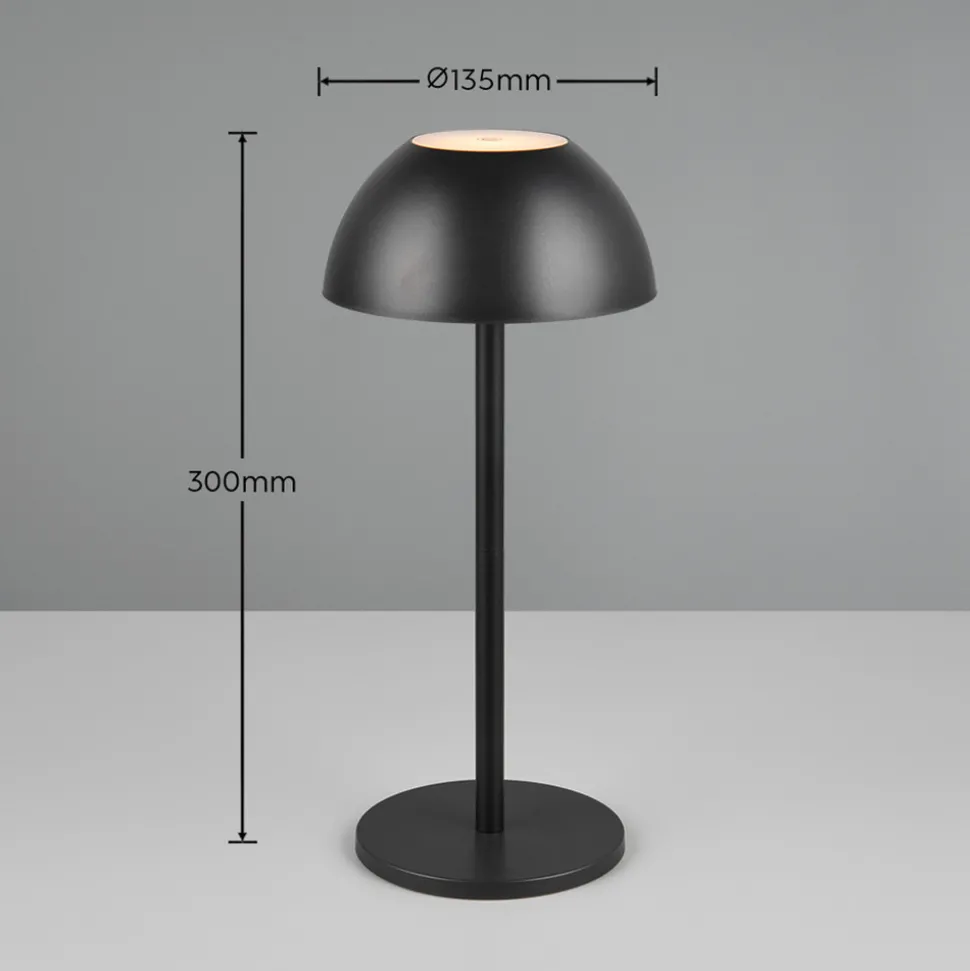 Ricardo LED oppladbar bordlampe, svart, høyde 30 cm, plast